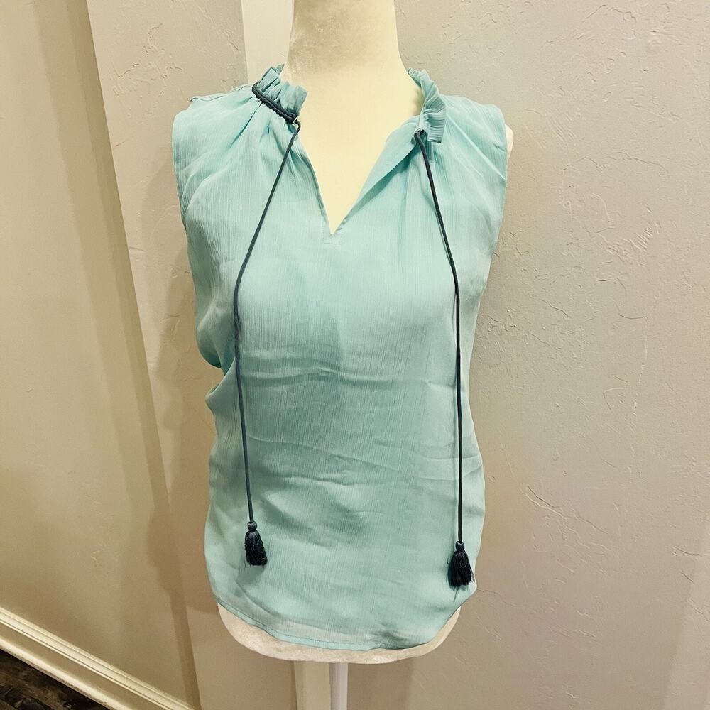 Loft Outlet  Sleeveless Teal Dressy Top With Pull Accents Size Small